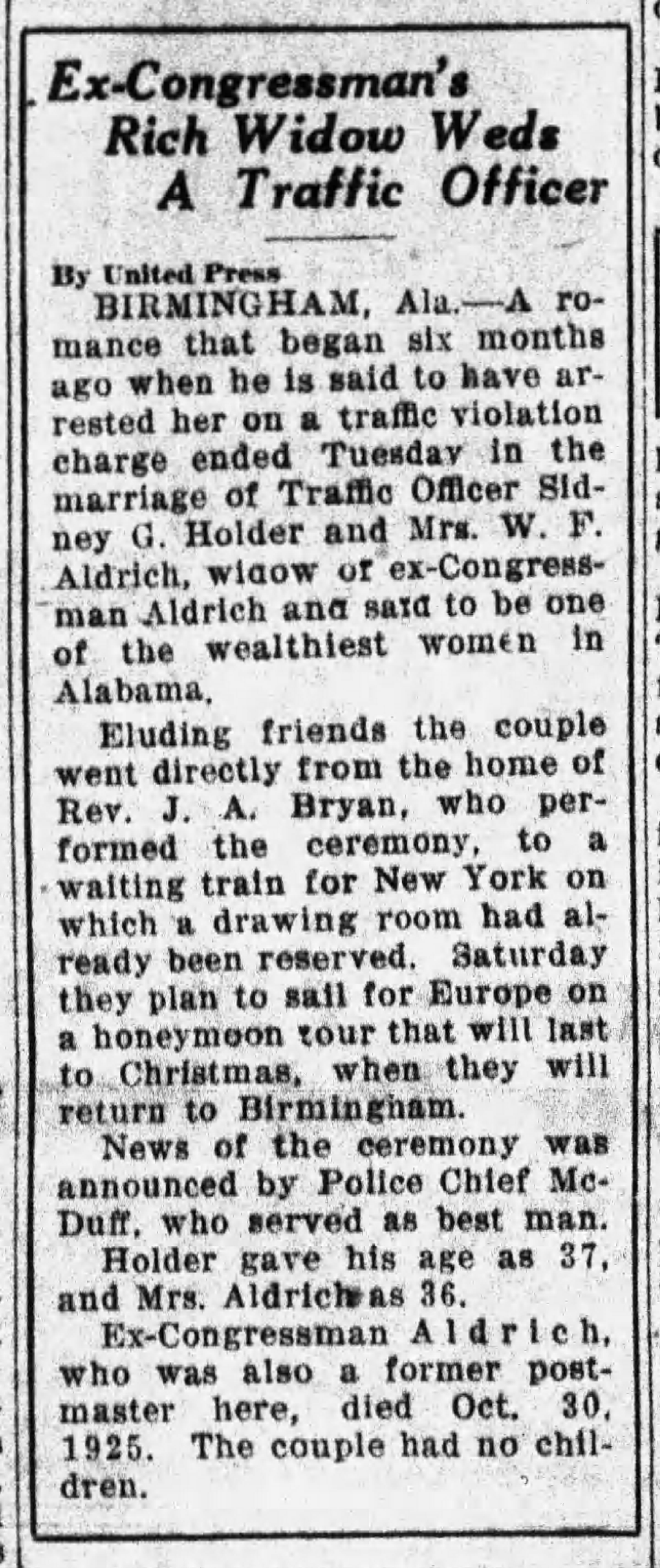 Ex-Congressmen's Rich Widow Weds A Traffic Officer